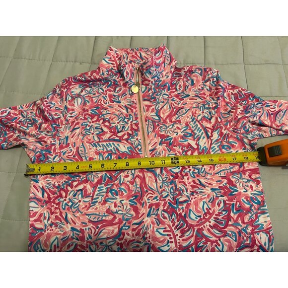 STELLA PARKER Pink Floral Top Women's Sz S Activewear 1/4 Zip Shirt Long Sleeve - Picture 9 of 11